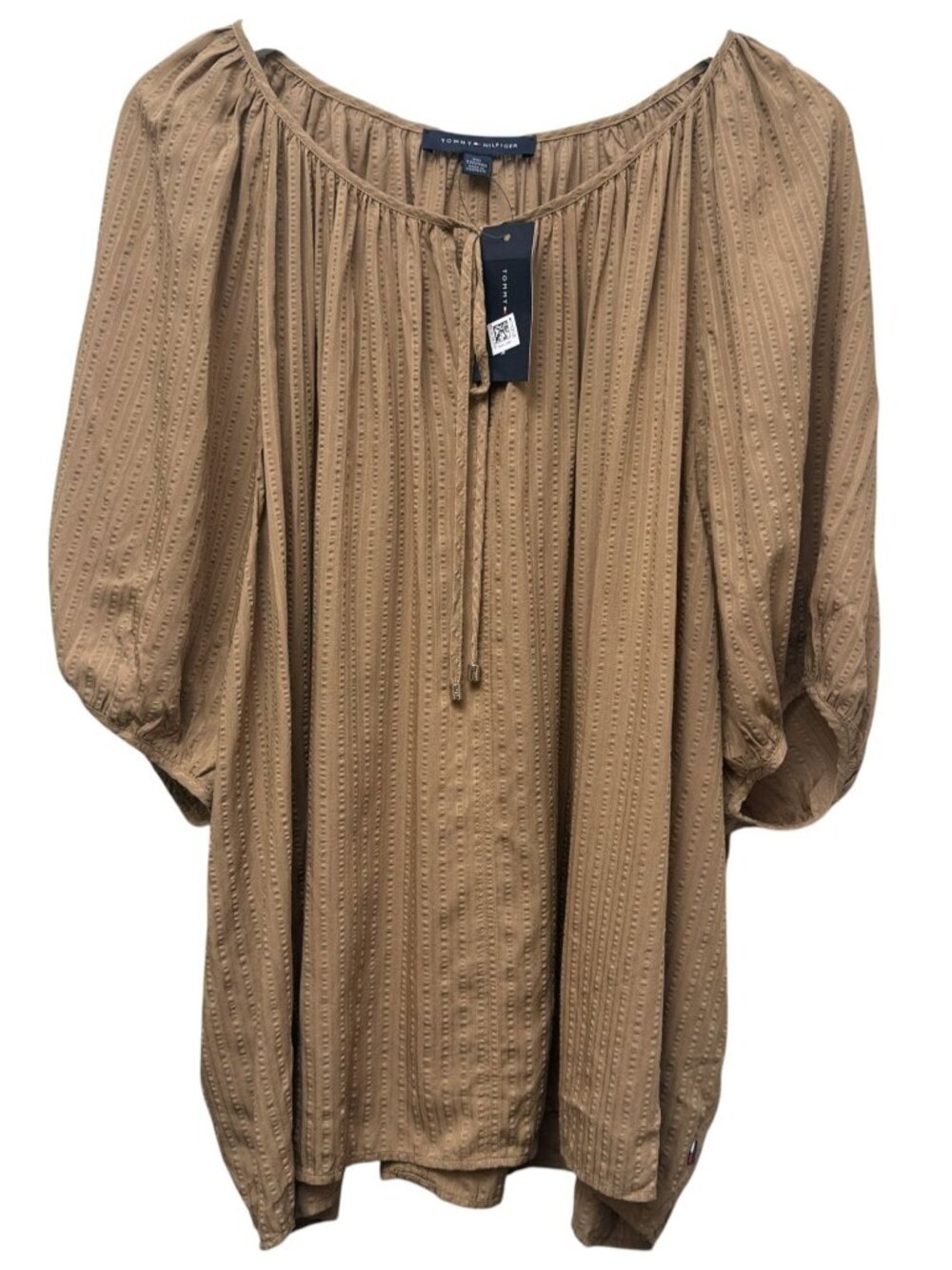 Tommy Hilfiger Peasant Blouse Size XXL Tan Brown Flowy Womens Top NWT